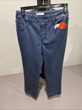 Women’s Indigo Boot Cut Faux Leather Look Jeans